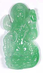 Natural A grade jadeite jade Qwan Yin or Kwan Yin, an example of jade jewelry carving and pendants found on my site.